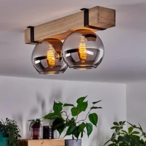 hofstein Plafonnier - Verre Montgomery Écru, Noir, 2 lumières* Lampes Modernes
