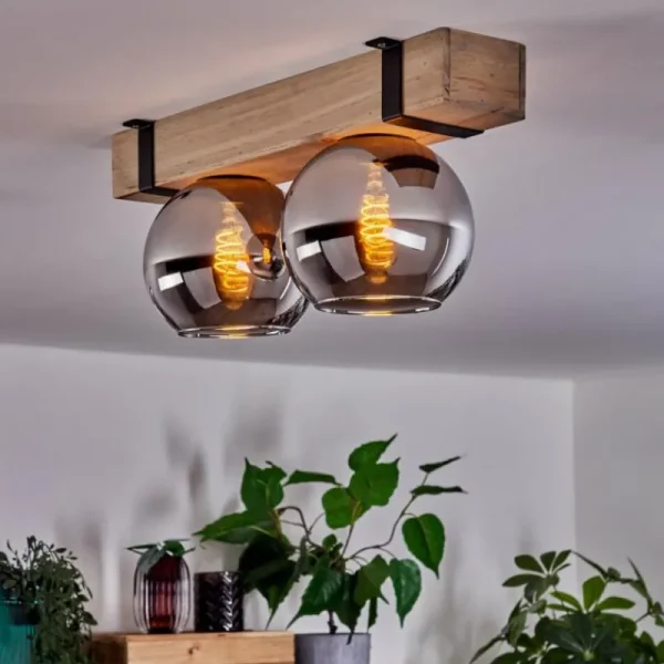 hofstein Plafonnier - Verre Montgomery Écru, Noir, 2 lumières* Lampes Modernes