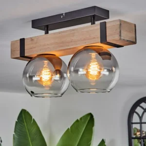 hofstein Plafonnier - Verre Montgomery Écru, Noir, 2 lumières* Lampes Modernes