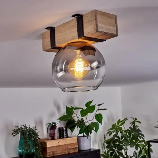 hofstein Plafonnier - Verre Montgomery Écru, Noir, 1 lumière* Lampes Modernes