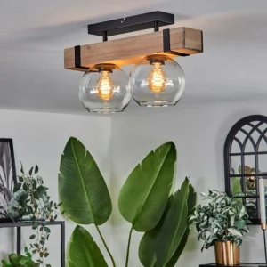 hofstein Plafonnier - Verre Montgomery Écru, Noir, 2 lumières* Lampes Modernes