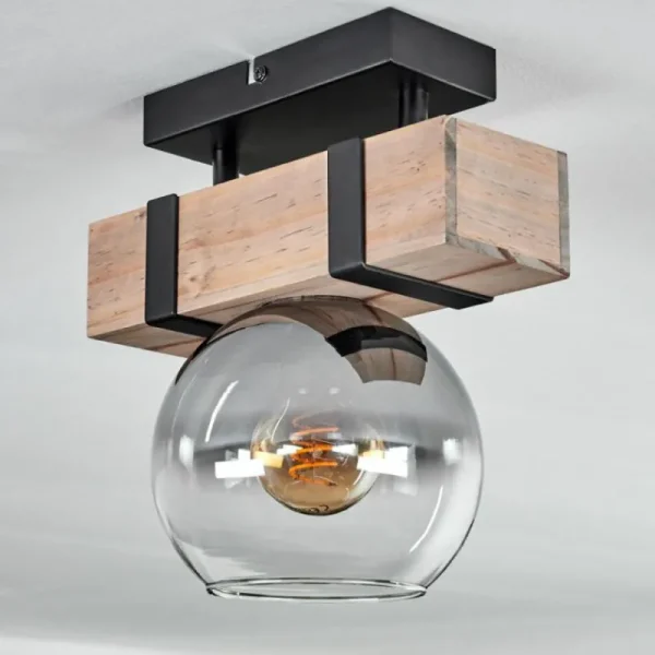hofstein Plafonnier - Verre Montgomery Écru, Noir, 1 lumière* Lampes Modernes