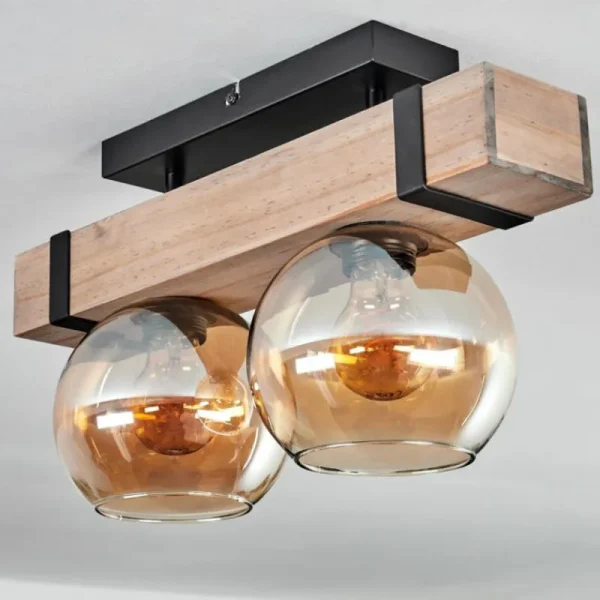 hofstein Plafonnier - Verre Montgomery Écru, Noir, 2 lumières* Lampes Modernes
