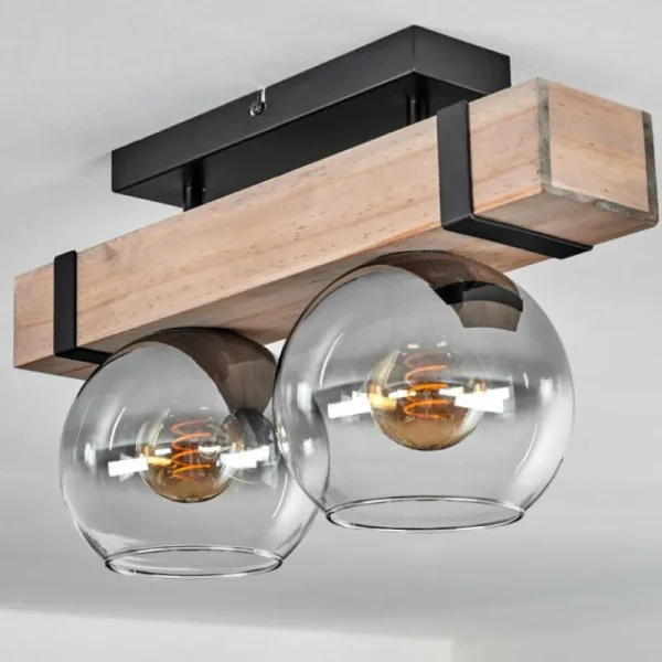 hofstein Plafonnier - Verre Montgomery Écru, Noir, 2 lumières* Lampes Modernes