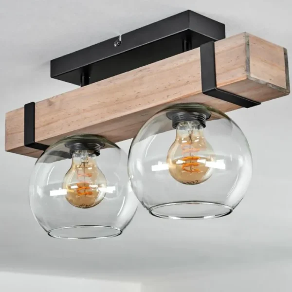 hofstein Plafonnier - Verre Montgomery Écru, Noir, 2 lumières* Lampes Modernes