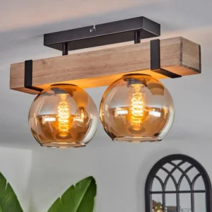 hofstein Plafonnier - Verre Montgomery Écru, Noir, 2 lumières* Lampes Modernes