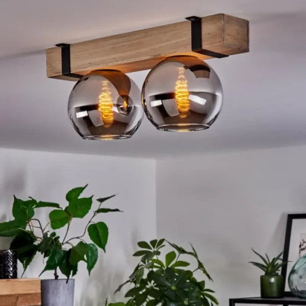 hofstein Plafonnier - Verre Montgomery Écru, Noir, 2 lumières* Lampes Modernes