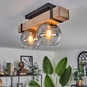 hofstein Plafonnier - Verre Montgomery Écru, Noir, 2 lumières* Lampes Modernes