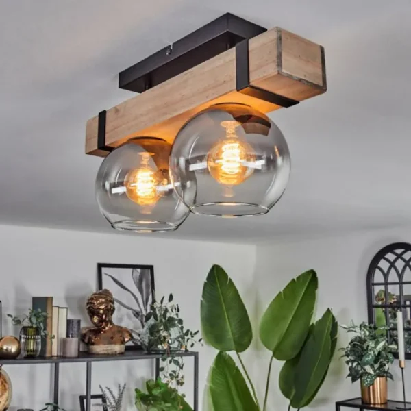 hofstein Plafonnier - Verre Montgomery Écru, Noir, 2 lumières* Lampes Modernes