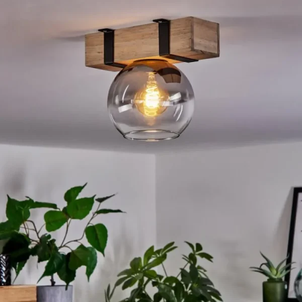 hofstein Plafonnier - Verre Montgomery Écru, Noir, 1 lumière* Lampes Modernes