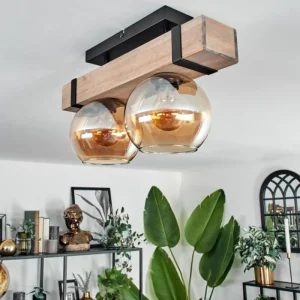 hofstein Plafonnier - Verre Montgomery Écru, Noir, 2 lumières* Lampes Modernes