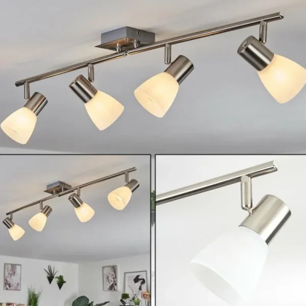 hofstein Plafonnier Villaseca LED Nickel mat, 4 lumières* Lampes En Verre