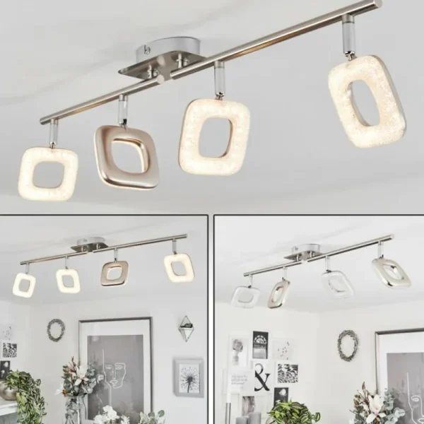 hofstein Plafonnier Villenauxe LED Chrome, Nickel mat, 4 lumières* Lampes Modernes