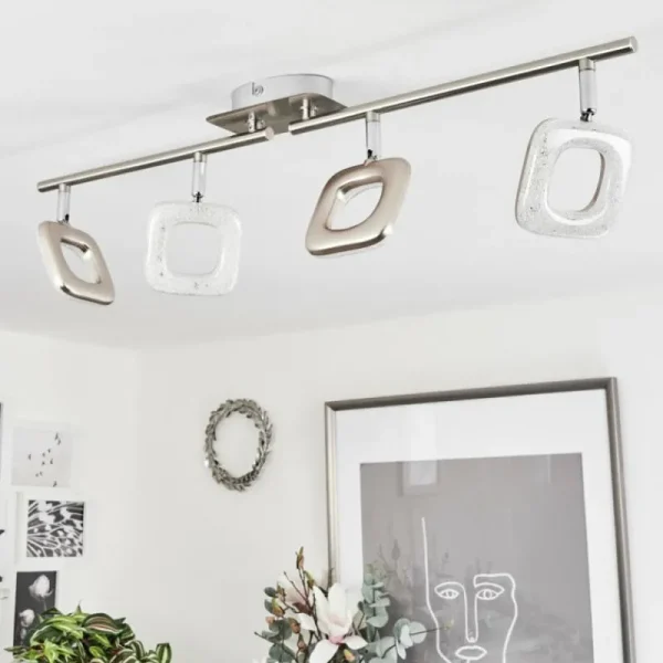hofstein Plafonnier Villenauxe LED Chrome, Nickel mat, 4 lumières* Lampes Modernes