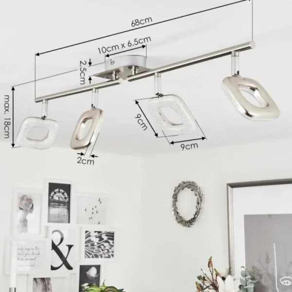 hofstein Plafonnier Villenauxe LED Chrome, Nickel mat, 4 lumières* Lampes Modernes