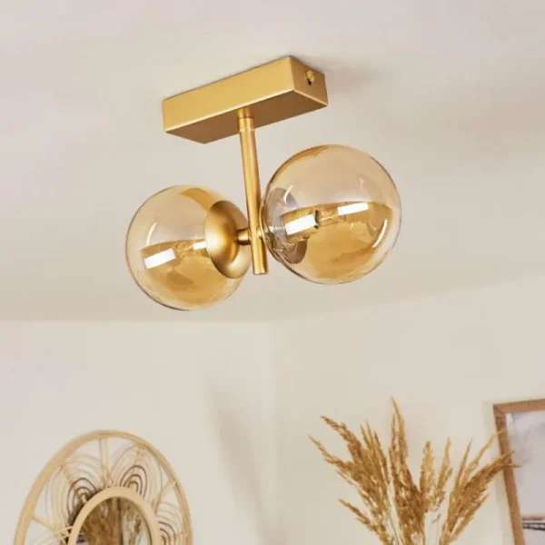 hofstein Plafonnier Alden Laiton, 2 lumières* Lampes En Verre