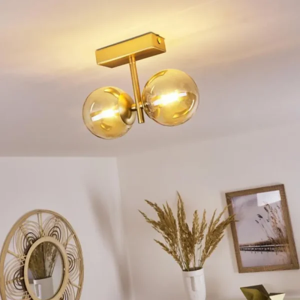 hofstein Plafonnier Alden Laiton, 2 lumières* Lampes En Verre