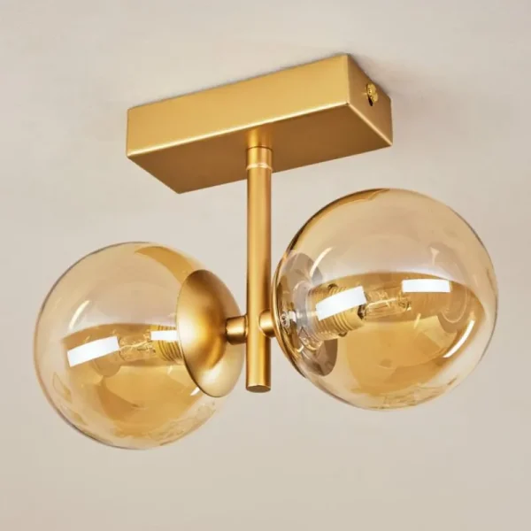 hofstein Plafonnier Alden Laiton, 2 lumières* Lampes En Verre