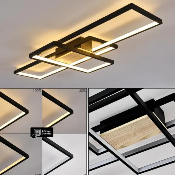 hofstein Plafonnier Alnarp LED Bois clair, Noir, 1 lumière* Lampes Modernes