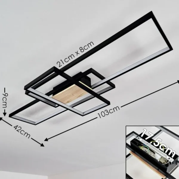 hofstein Plafonnier Alnarp LED Bois clair, Noir, 1 lumière* Lampes Modernes
