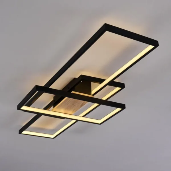 hofstein Plafonnier Alnarp LED Bois clair, Noir, 1 lumière* Lampes Modernes