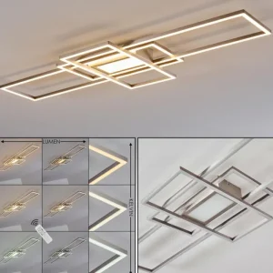 hofstein Plafonnier Alsterbro LED Nickel mat, 1 lumière, Télécommandes* Lampes Modernes