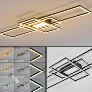 hofstein Plafonnier Alsterbro LED Noir, 1 lumière, Télécommandes* Lampes Modernes