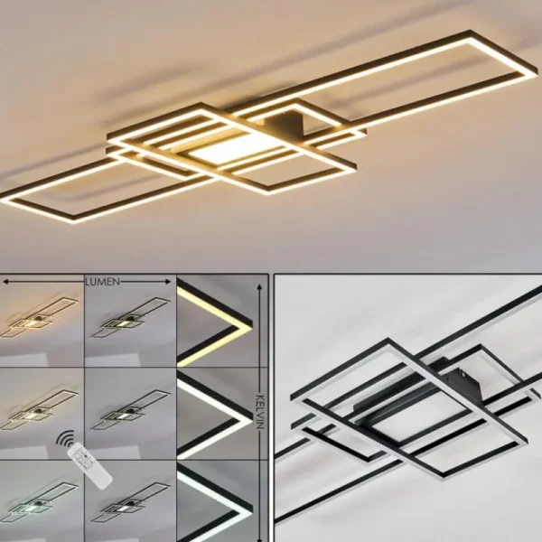 hofstein Plafonnier Alsterbro LED Noir, 1 lumière, Télécommandes* Lampes Modernes