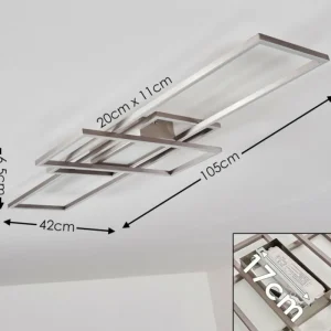 hofstein Plafonnier Alsterbro LED Nickel mat, 1 lumière, Télécommandes* Lampes Modernes