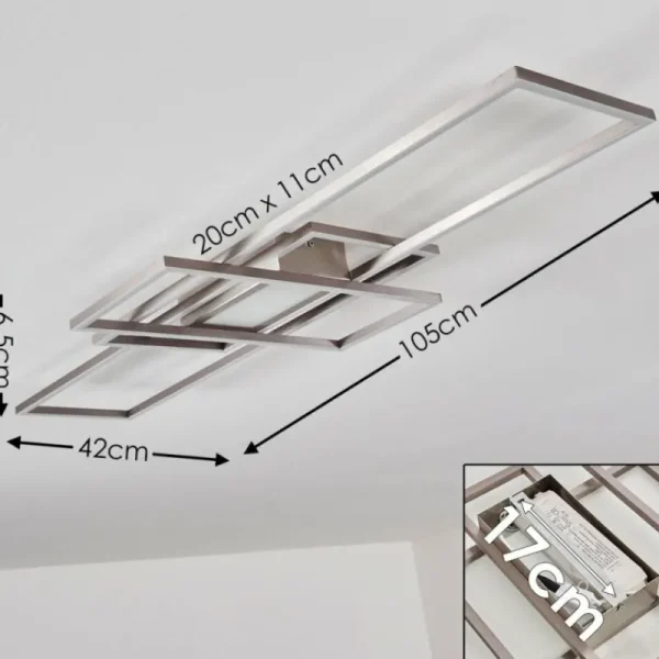 hofstein Plafonnier Alsterbro LED Nickel mat, 1 lumière, Télécommandes* Lampes Modernes