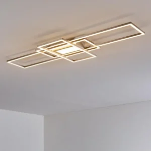 hofstein Plafonnier Alsterbro LED Nickel mat, 1 lumière, Télécommandes* Lampes Modernes