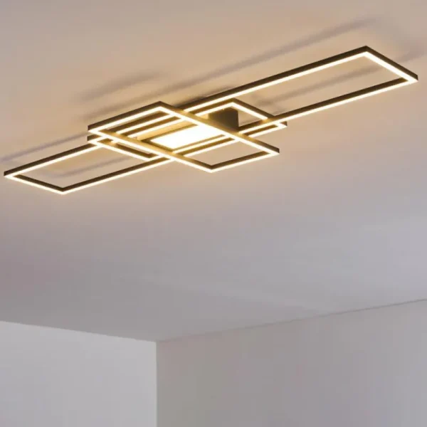 hofstein Plafonnier Alsterbro LED Noir, 1 lumière, Télécommandes* Lampes Modernes