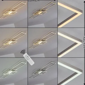hofstein Plafonnier Alsterbro LED Nickel mat, 1 lumière, Télécommandes* Lampes Modernes
