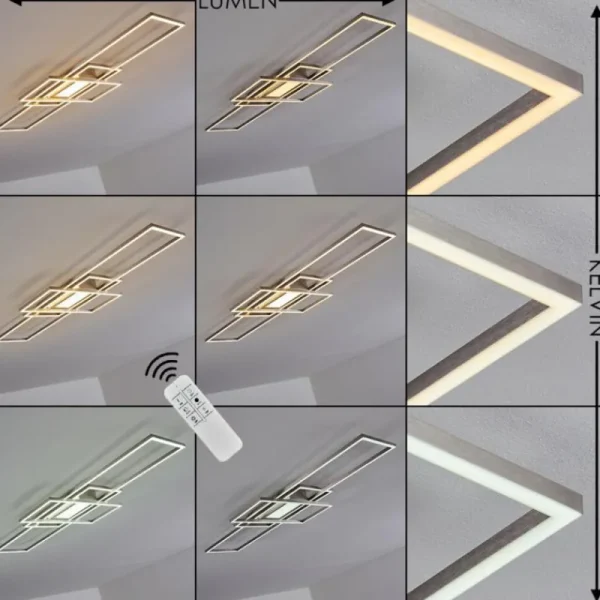 hofstein Plafonnier Alsterbro LED Nickel mat, 1 lumière, Télécommandes* Lampes Modernes