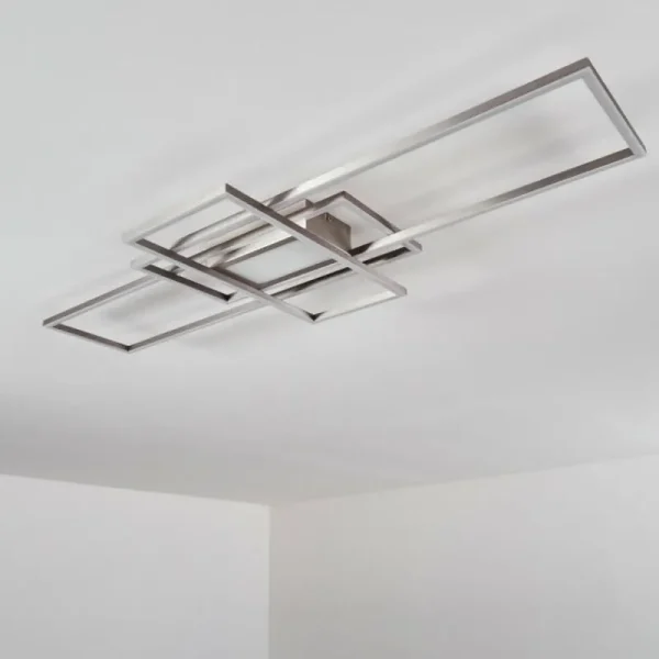 hofstein Plafonnier Alsterbro LED Nickel mat, 1 lumière, Télécommandes* Lampes Modernes