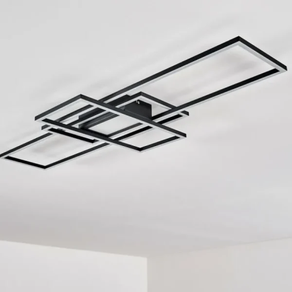 hofstein Plafonnier Alsterbro LED Noir, 1 lumière, Télécommandes* Lampes Modernes