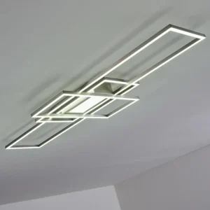 hofstein Plafonnier Alsterbro LED Nickel mat, 1 lumière, Télécommandes* Lampes Modernes