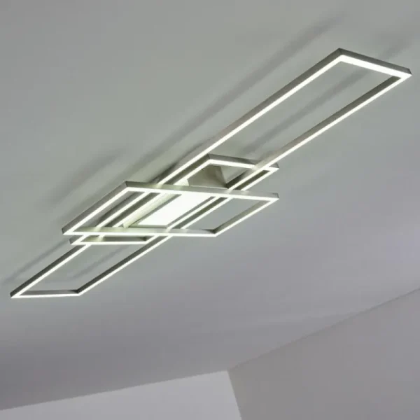hofstein Plafonnier Alsterbro LED Nickel mat, 1 lumière, Télécommandes* Lampes Modernes