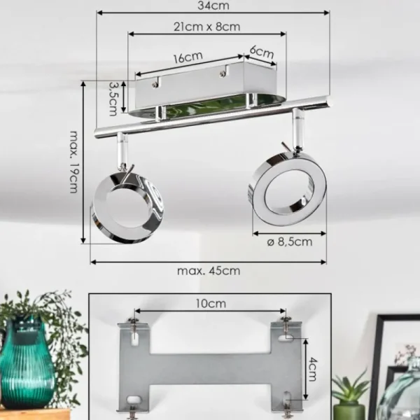 hofstein Plafonnier Altamahaw LED Argenté, 2 lumières* Lampes Modernes