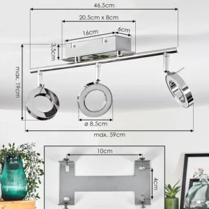 hofstein Plafonnier Altamahaw LED Argenté, 3 lumières* Lampes Modernes