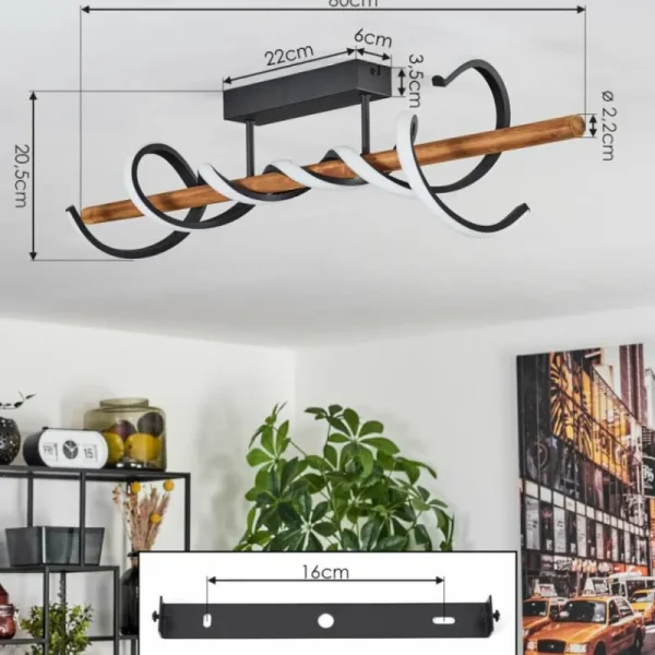 hofstein Plafonnier Alvarim LED Écru, Noir, 1 lumière* Lampes Modernes