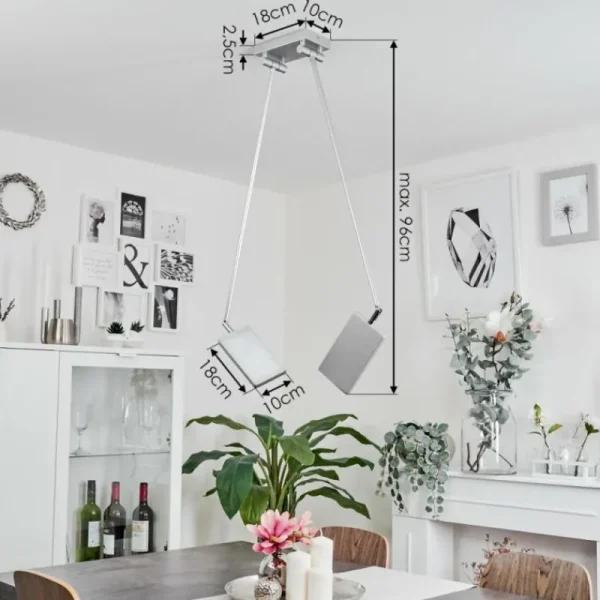 hofstein Plafonnier Anneau LED Chrome, Argenté, 2 lumières* Lampes Modernes