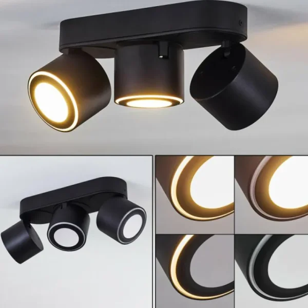 hofstein Plafonnier Appleton LED Noir, 3 lumières* Lampes Modernes