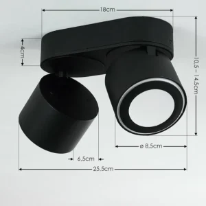 hofstein Plafonnier Appleton LED Noir, 2 lumières* Lampes Modernes