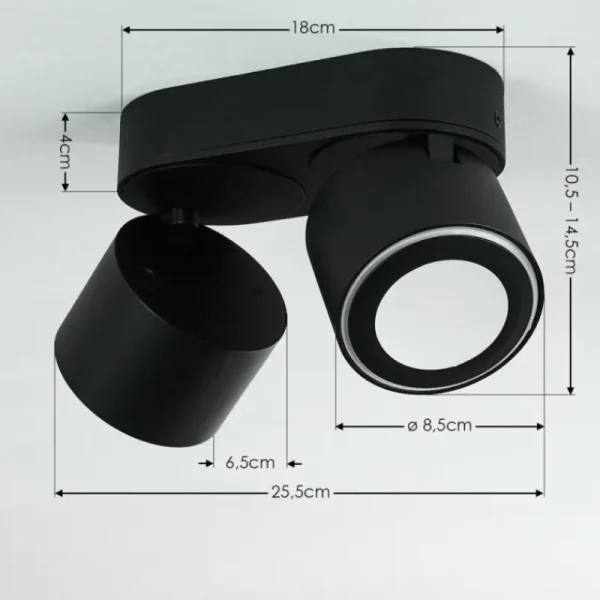 hofstein Plafonnier Appleton LED Noir, 2 lumières* Lampes Modernes
