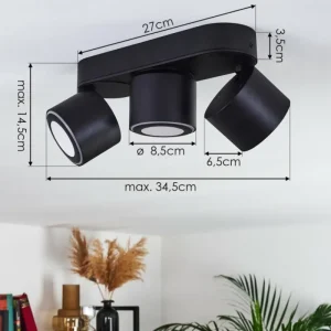 hofstein Plafonnier Appleton LED Noir, 3 lumières* Lampes Modernes