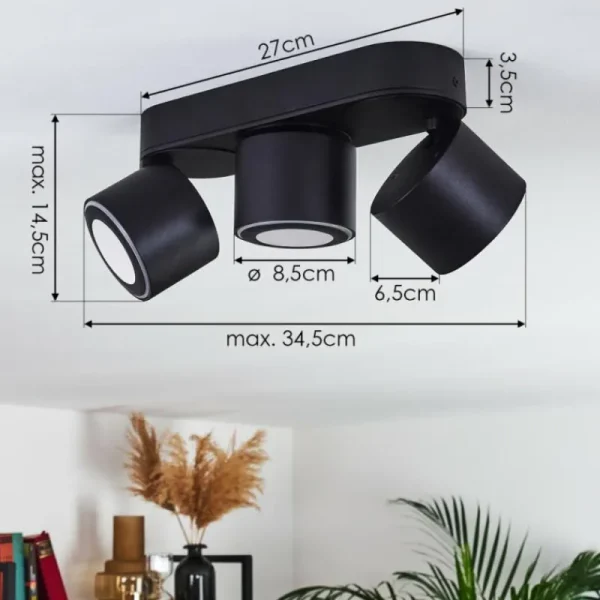 hofstein Plafonnier Appleton LED Noir, 3 lumières* Lampes Modernes