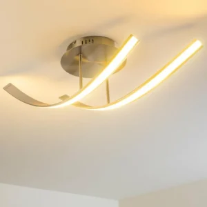 hofstein Plafonnier Aranu LED Acier inoxydable, Nickel mat, 2 lumières* Lampes Modernes