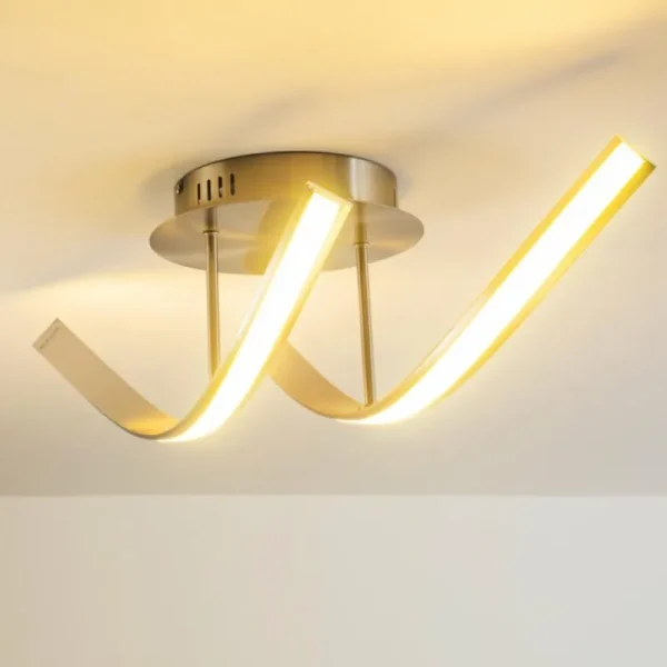 hofstein Plafonnier Aranu LED Acier inoxydable, Nickel mat, 2 lumières* Lampes Modernes