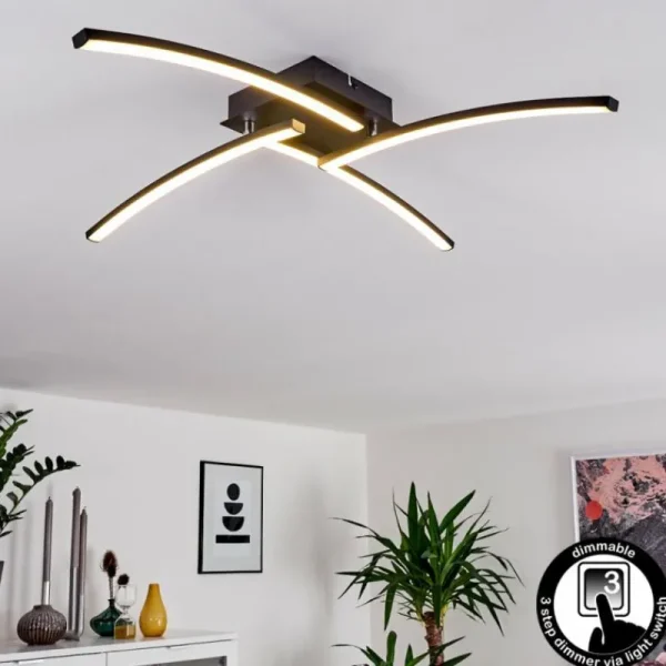 hofstein Plafonnier Aringa LED Noir, 1 lumière* Lampes Modernes
